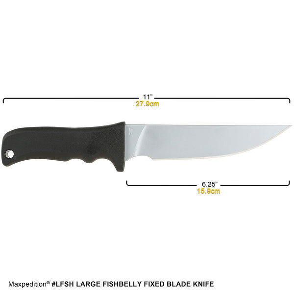 LARGE FISHBELLY (LFSH) FIXED BLADE KNIFE - MAXPEDITION, Maxpedition, Military, CCW, EDC, Tactical, Everyday Carry, Outdoors, Nature, Hiking, Camping, Police Officer, EMT, Firefighter, Bushcraft, Gear.